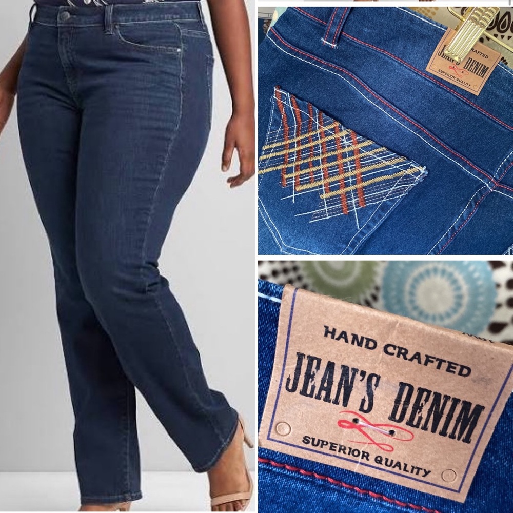 Jean's Denim handcrafted jeans plus blue dark wash Size 18W NWT Curve High rise